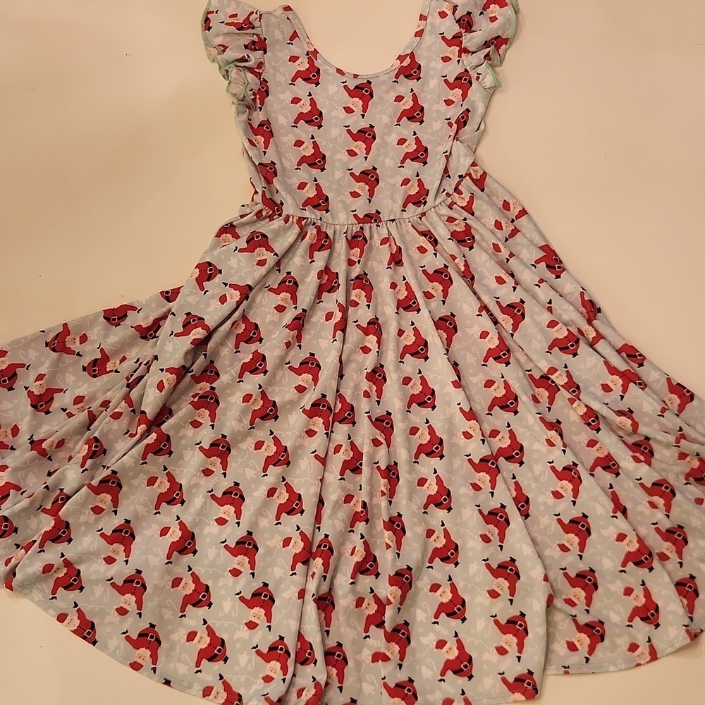 Dot Dot Smile Christmas Santa Twirly Dress 8 10